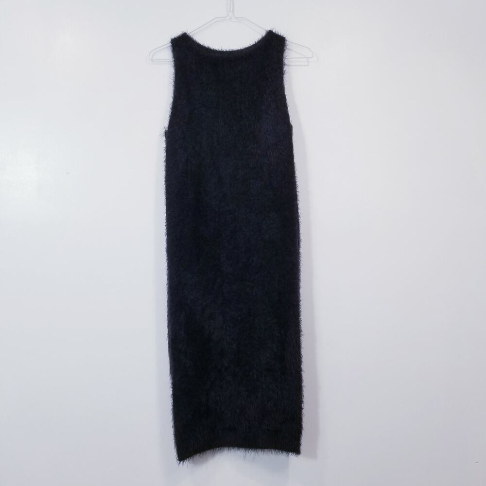 Paisie Black Soft Fussy Faux Fur Blouse Sleeveless